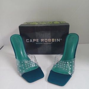 Cape Robbin Women's Green Brisa Studded Heeled Sandals